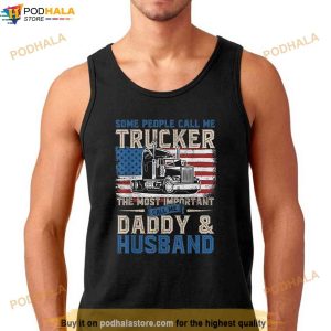 Semi Truck Driver Trucker Daddy Husband Us American Flag Shirt 3