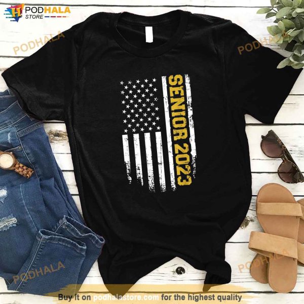 Senior 2023 Graduation Class Of Vintage American Flag Shirt