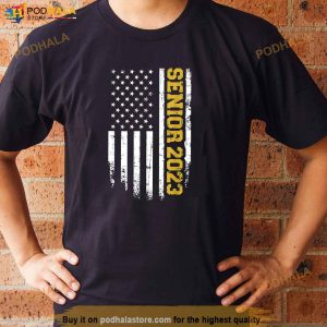 Senior 2023 Graduation Class Of Vintage American Flag Shirt 2