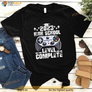 Senior Gamer 2023 High School Level Complete 2023 Grad Gift Shirt 2