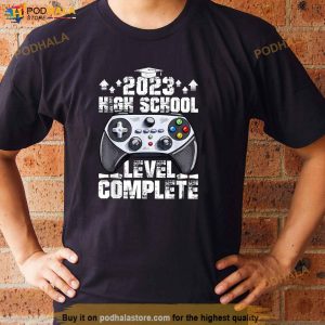 Senior Gamer 2023 High School Level Complete 2023 Grad Gift Shirt 3