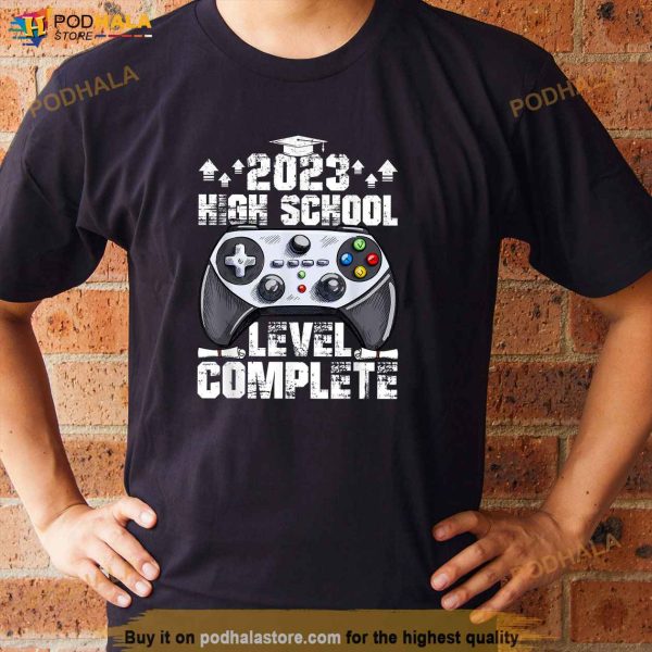 Senior Gamer 2023 High School Level Complete 2023 Grad Gift Shirt