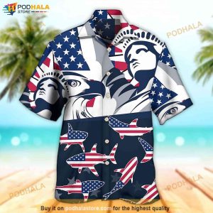 Shark America Independence Day Hawaiian Shirt Aloha 4th Of July Hawaii Shirt 2
