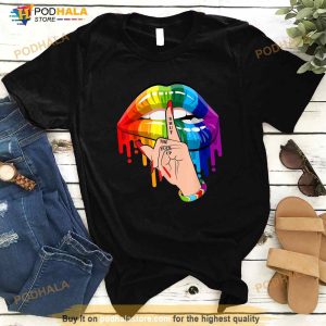 Shut The Fuck Up Dripping Rainbow Lips Hand Gay Pride Lgbt Shirt 3