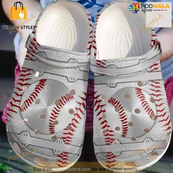 Silver Baseball Ball Crocs Crocband Clog