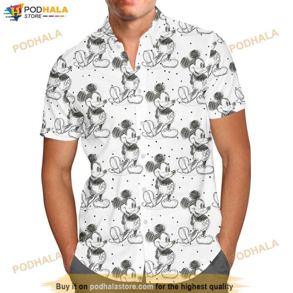Sketch Of Mickey Mouse Cartoon Disney Hawaiian Shirt