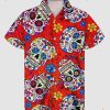 Skull Flower Red Hawaiian Shirt, Tropical Shirt