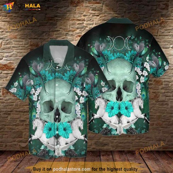 Skull Hummingbird Hawaiian Shirt, Tropical Shirt