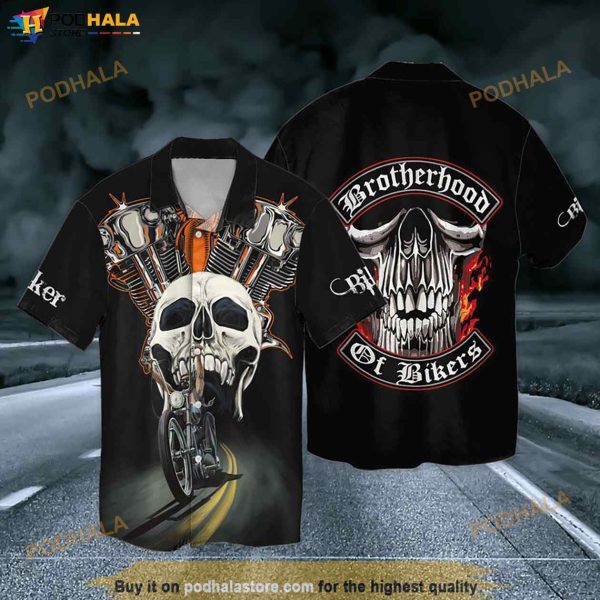 Skull Motorcycle Brotherhood Of Bikers Hawaiian Shirt
