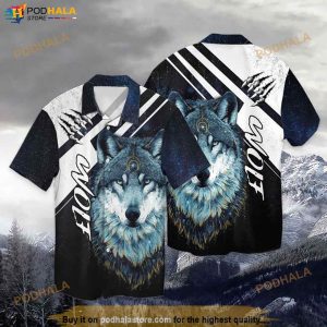 Sky Graffiti Wolf Hawaiian Shirt, Tropical Shirt