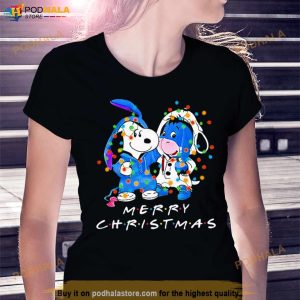 Snoopy And Baby Eeyore Friends Merry Christmas Light Shirt 2