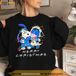 Snoopy And Baby Eeyore Friends Merry Christmas Light Shirt 3