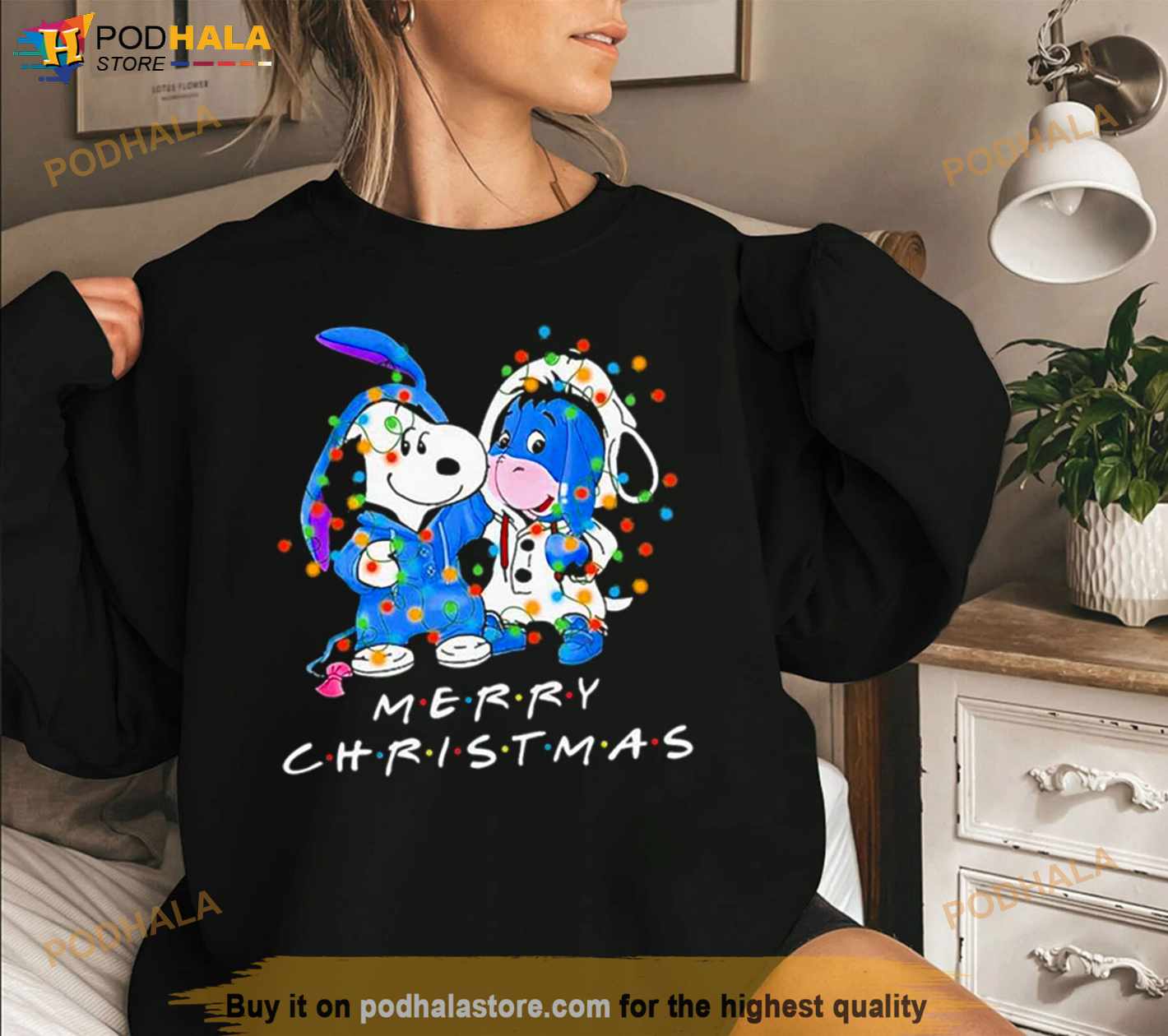 Snoopy and Baby Eeyore Friends Merry Christmas light Shirt Snoopy and Baby Eeyore Friends Merry Christmas light Shirt