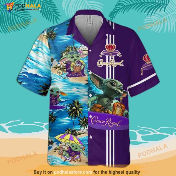 Star Wars Baby Yoda Surfing Crown Royal Hawaiian Shirt