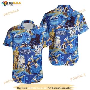 Star Wars Print Hawaiian Shirt, Hawaiian Outfit For Men