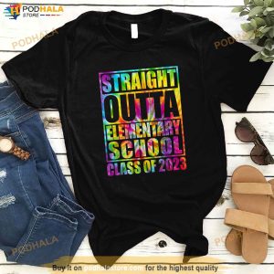 Straight Outta Elementary School Shirts Kid 2023 Graduation Shirt