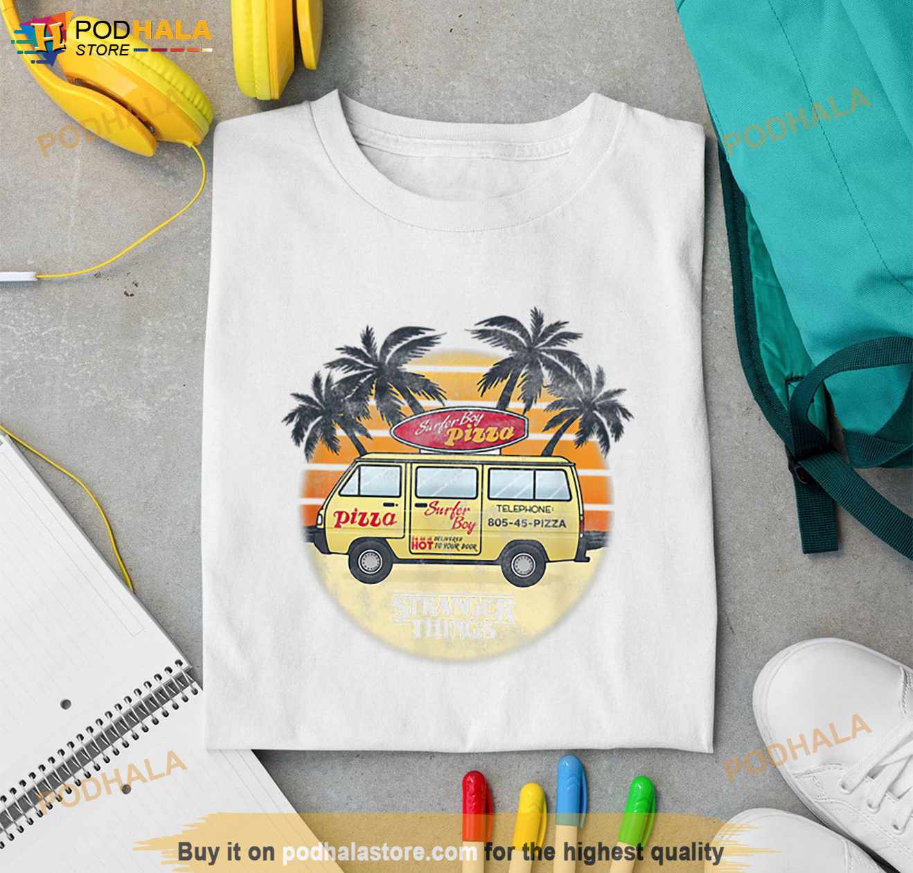 Stranger Things 4 Surfer Boy Pizza Van T Shirt - Podhalastore