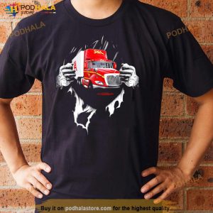 Strong Superman Saia Ltl Freight Truck T Shirt 2