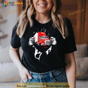 Strong Superman Saia Ltl Freight Truck T Shirt 3