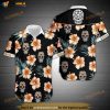 Sugar Skull And Floral Hawaiian Shirt, Hawaiian Button Up Shirt
