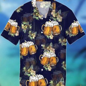 Summer Beer Tropical Hawaiian Shirt, Hawaiian Button Up Shirt