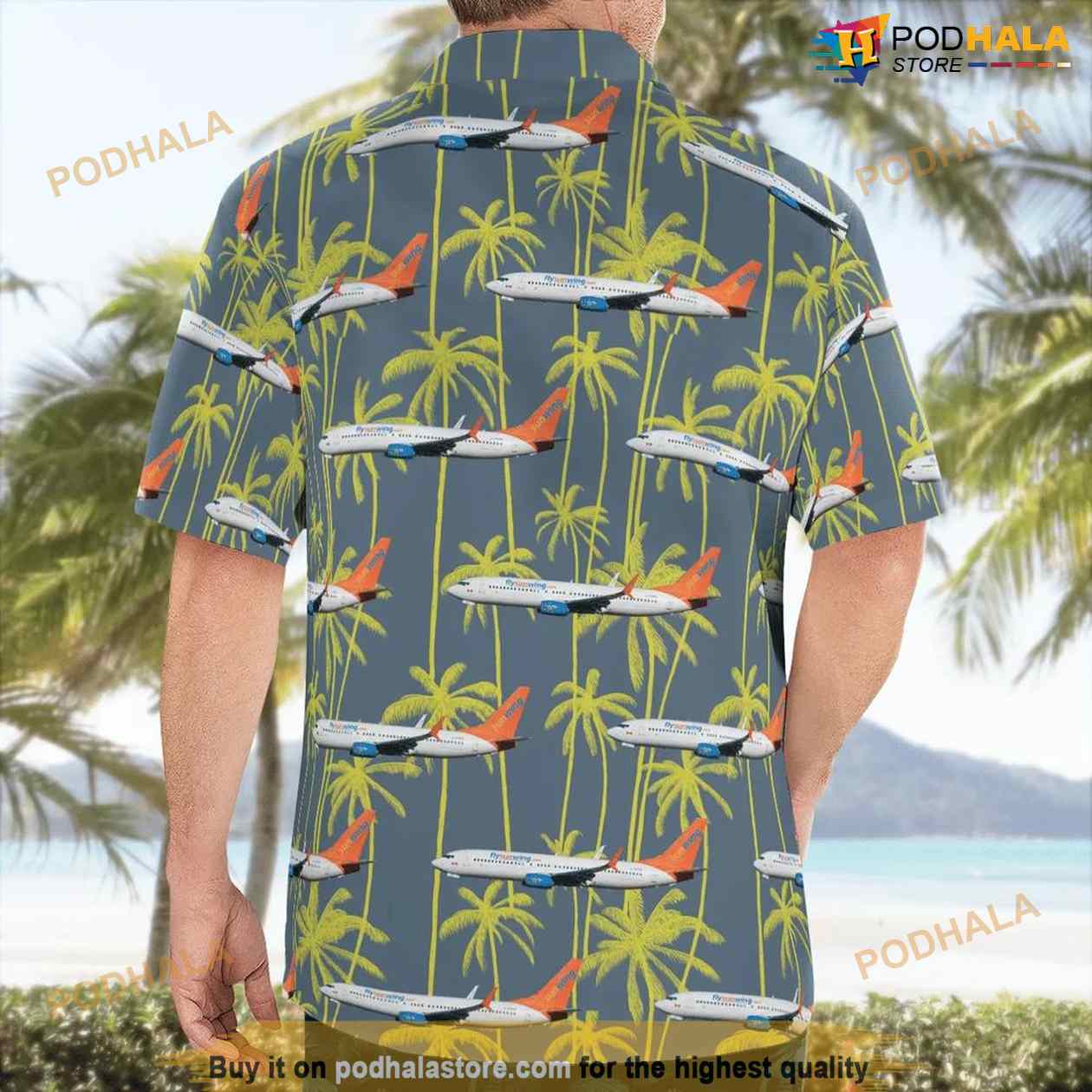 Sunwing Airlines Boeing 737-800 Hawaiian Shirt Man Sunwing Airlines Boeing 737-800 Hawaiian Shirt Man