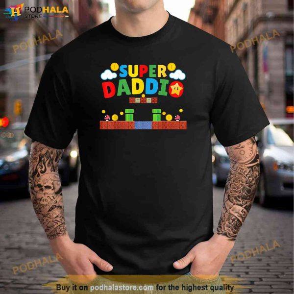 Super Dad Funny Dad Fathers Day Gamer Daddy Super Daddio Shirt