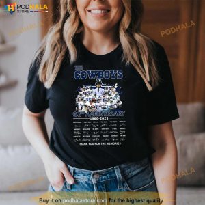 The Dallas Cowboys 63rd Anniversary 1960 2023 Thank You For The Memories Signatures Shirt 3