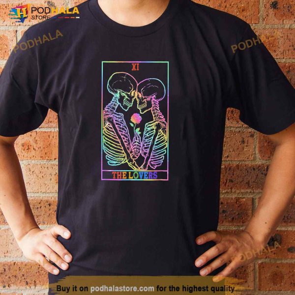 The Lovers Tarot Rainbow Skeleton Gay Lesbian LGBT Pride Shirt