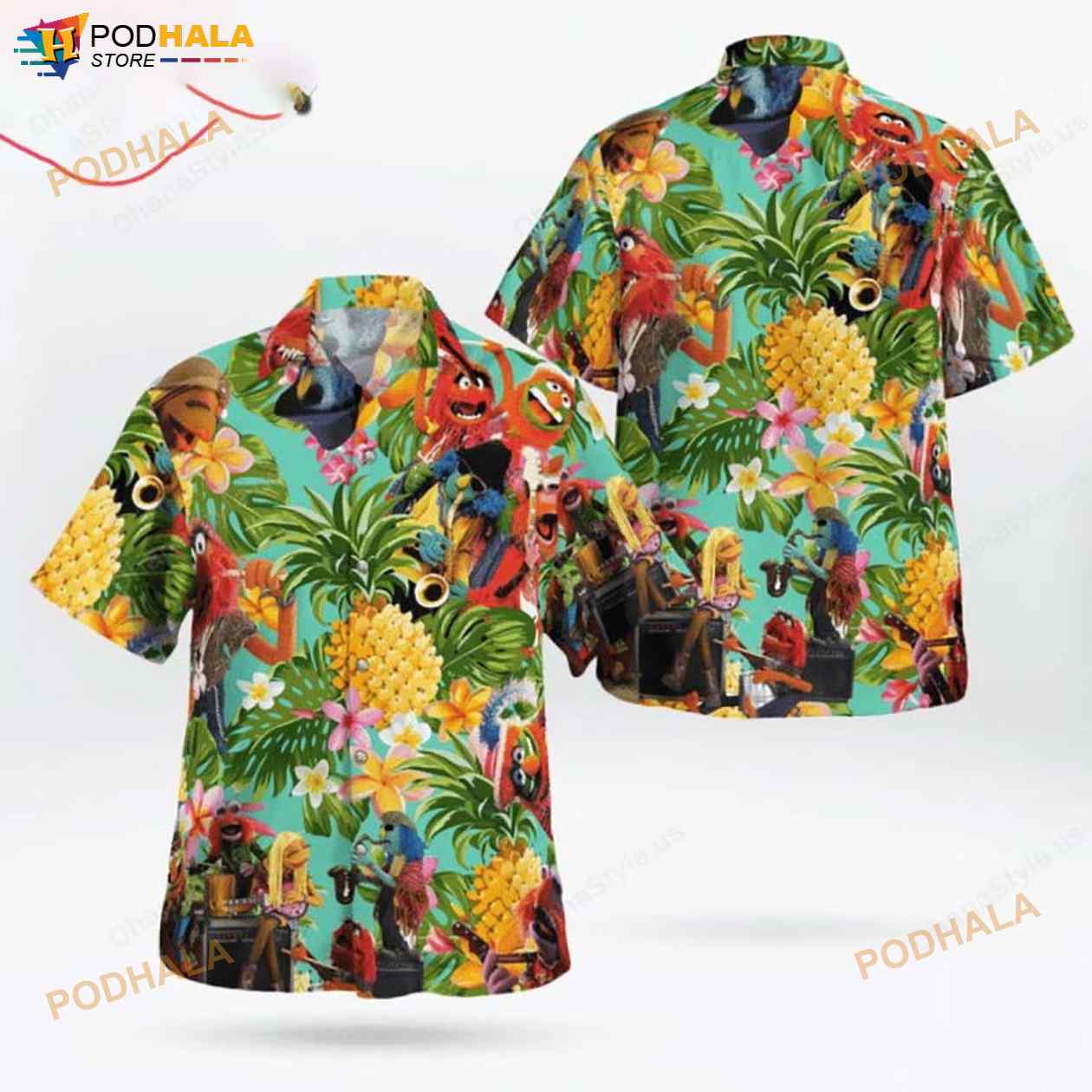 The Muppet Electric Mayhem Pineapple Tropical 3D Funny Hawaiian Shirt The Muppet Electric Mayhem Pineapple Tropical 3D Funny Hawaiian Shirt