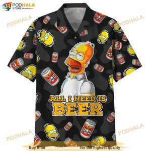 The Simpsons All I Need Is Beer Hawaiian Shirt, Tropical Shirt For Women