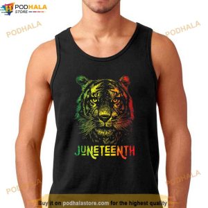 Tiger Juneteenth Cool Black History African America Flag Tee Shirt 3