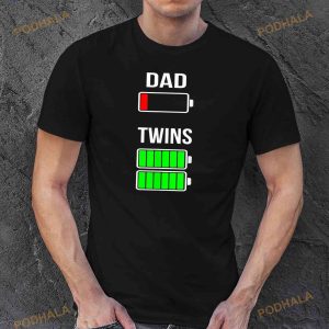 Tired Dad Low Battery Twins Full Charge Funny Gift Shirt 2