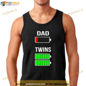 Tired Dad Low Battery Twins Full Charge Funny Gift Shirt 3