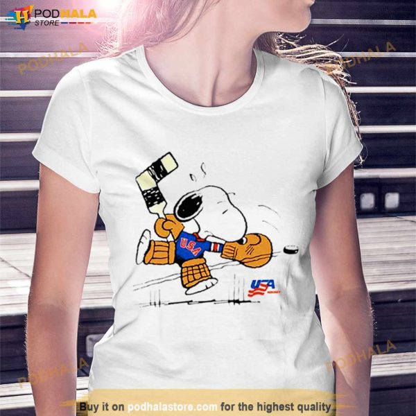 Top Peanuts Snoopy Goalie Usa Hockey Shirt