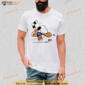 Top Peanuts Snoopy Goalie Usa Hockey Shirt 3