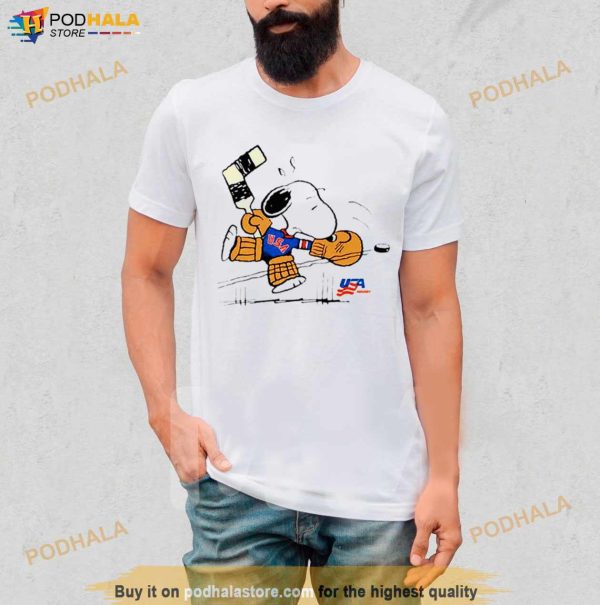 Top Peanuts Snoopy Goalie Usa Hockey Shirt