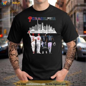 Top Philadelphia Phillies And Philadelphia Eagles Harper Realmuto Hurts And Brown Signatures Shirt 2