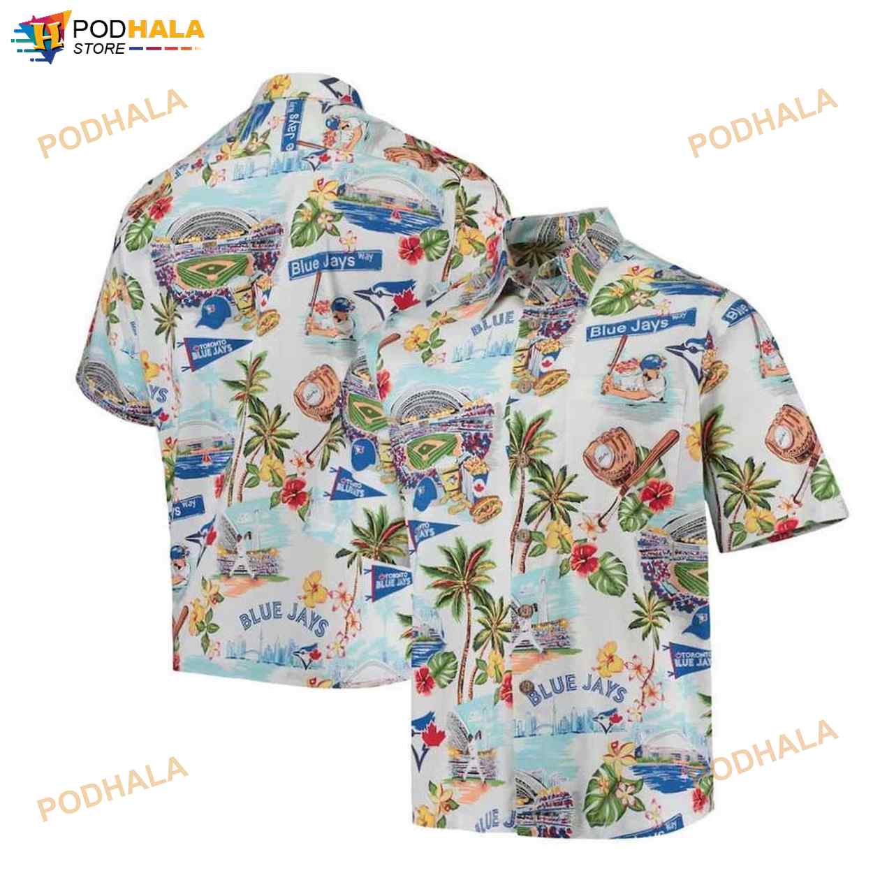 Personalized Toronto Blue Jays Baseball Full Printing 3D Hawaiian Shirt -  White - Senprintmart Store