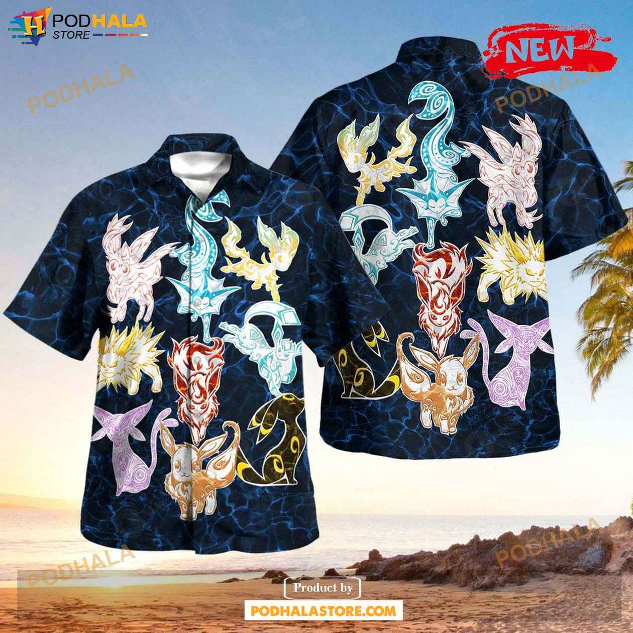 Tribal Eevee Evolution Design Hawaiian Shirt, Tropical Shirt for Women Men Tribal Eevee Evolution Design Hawaiian Shirt, Tropical Shirt for Women Men