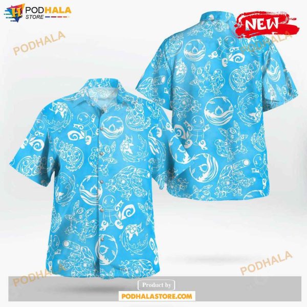 Tribal Squirtle Evolution Design Hawaiian Shirt, Tropical Shirt for Women Men