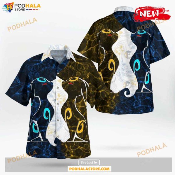 Tribal Umbreon And Shiny Umbreon Design Hawaiian Shirt, Tropical Shirt for Women Men