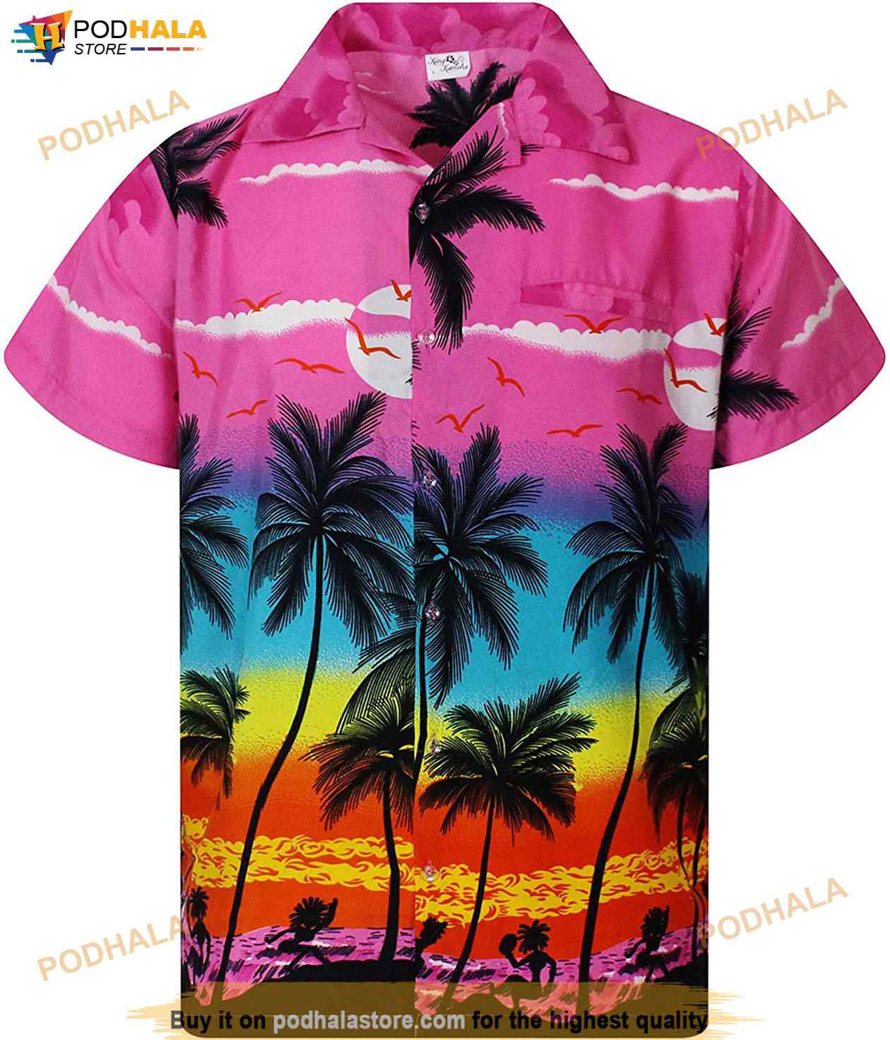 Tropical Beach Palm Sunset Pink Unisex Hawaiian Shirt Tropical Beach Palm Sunset Pink Unisex Hawaiian Shirt
