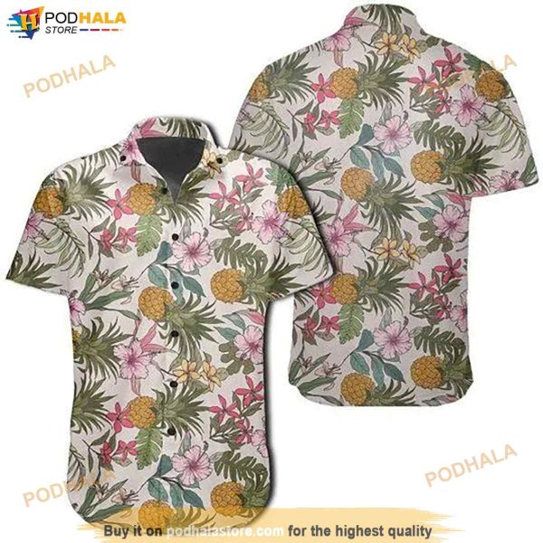 Tropical Pineaapple Hawaiian Shirt, Tropical Shirt For Men