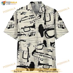 Trumpet Print Hawaiian Shirt, Tropical Shirt