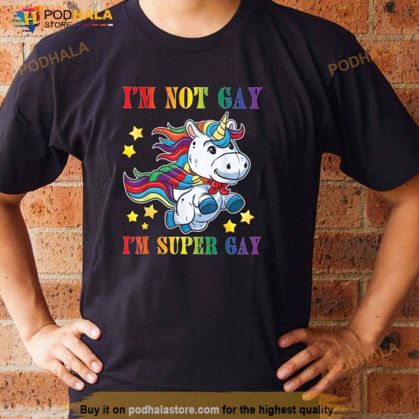 Unicorn Super Gay Pride LGBTQ Ally Rainbow Flag Shirt