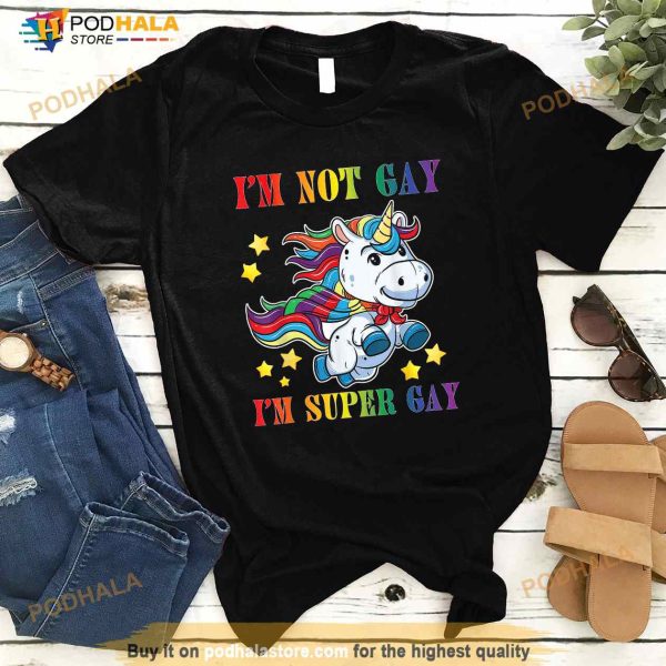 Unicorn Super Gay Pride LGBTQ Ally Rainbow Flag Shirt