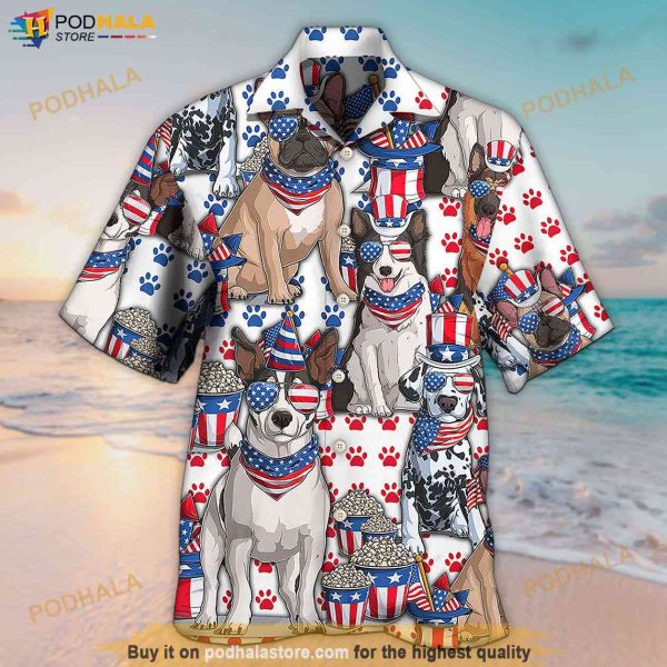 Unisex Dog Independence Day Hawaiian Shirt, Aloha  Summer 4th Of July Gift