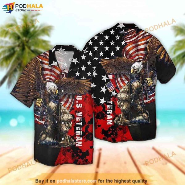 Unisex Eagle Veteran Aloha Hawaiian Shirt, Beach Summer Vacation Hawaii Shirt