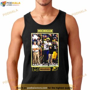 University Of Michigan Football Jj Mccarthy Autographed Framed Picture With 2021 Big Ten Champs Shirt 2
